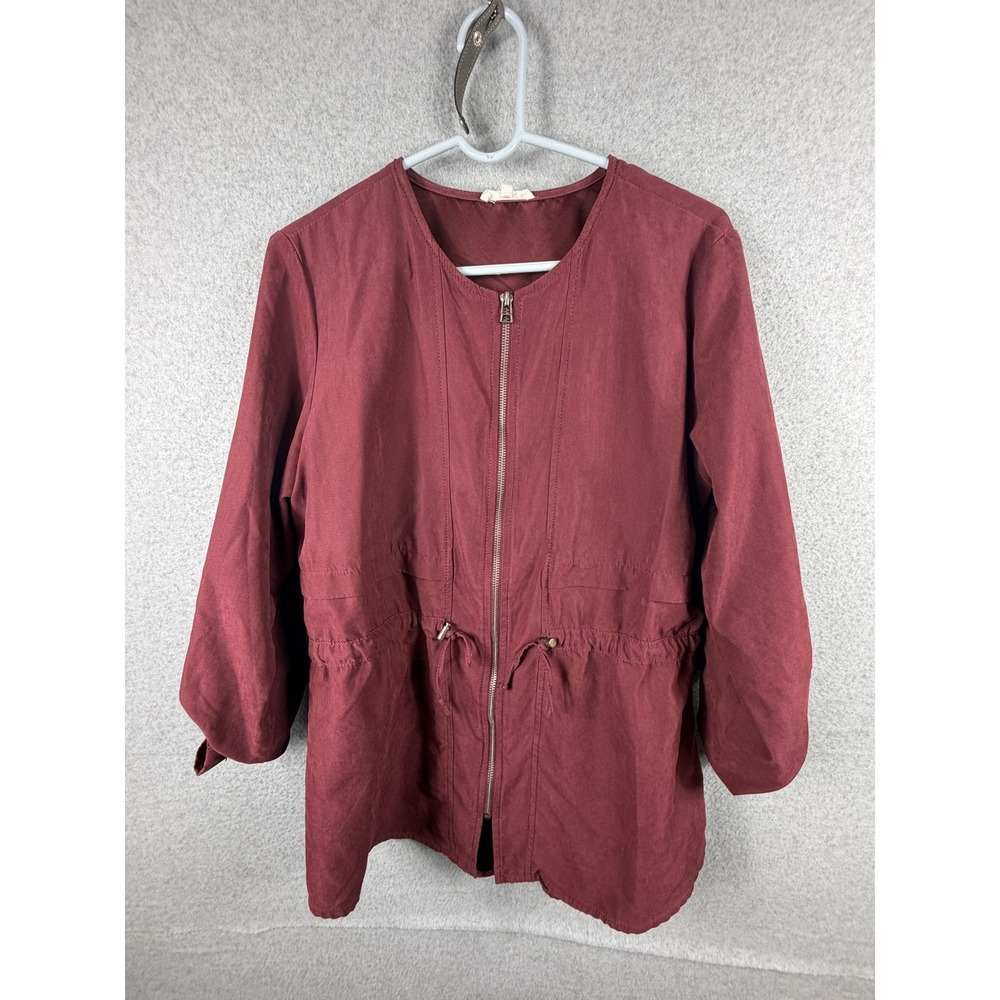 Maurices Jacket Womens Large Red Zip Front Drawstring Waist Lightweight Casual